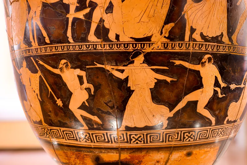 Kleophon Painter - Arv 1143 1 - Sacrifice To Apollon - Return Of Hephaistos - Thiasos Of Satyrs And Maenads - Ferrara Man 44894 - 