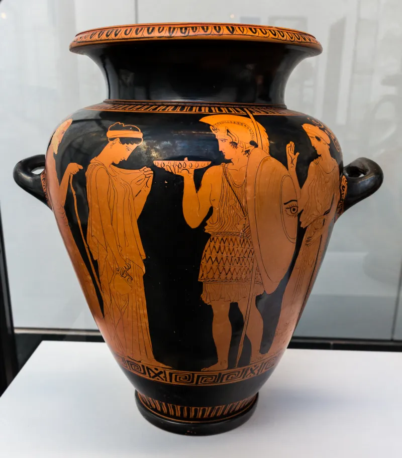 Kleophon Painter Arv 1143 2 Warrior Leaving Home - Three Draped Youths 