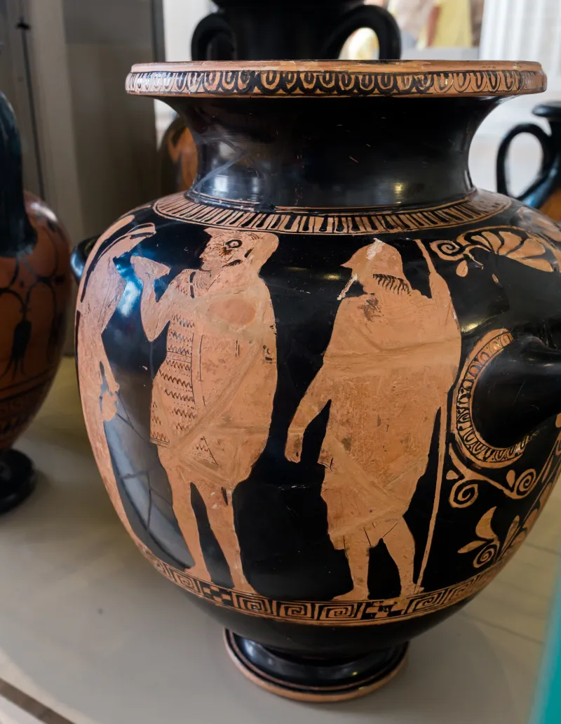Kleophon Painter Arv 1143 5 Warrior Leaving Home - Bearded Man Between Two Women 