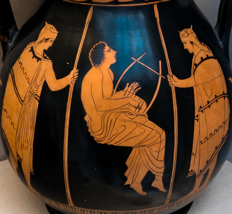 Manner Of The Kleophon Painter Arv 1148 7 Orpheus Singing Before The Thracians - Three Draped Youths (01) 