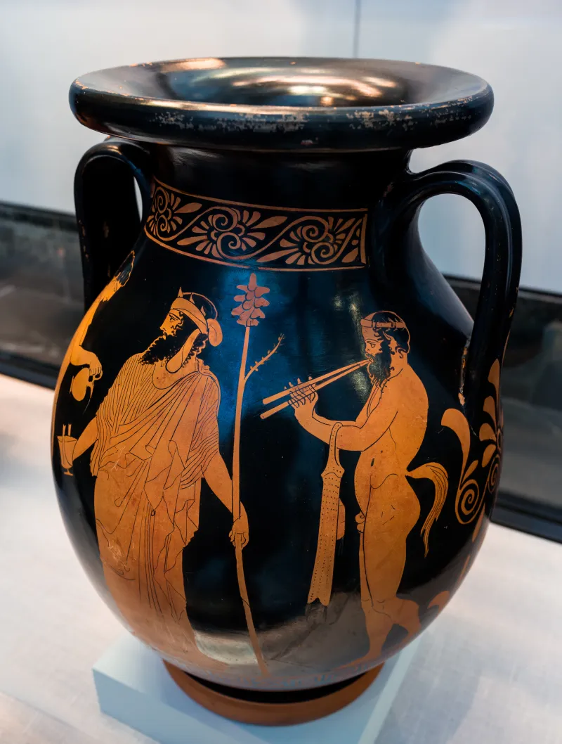 Manner Of The Kleophon Painter Arv 1148 7Extra Dionysos With Maenad And Satyr - Three Draped Youths 
