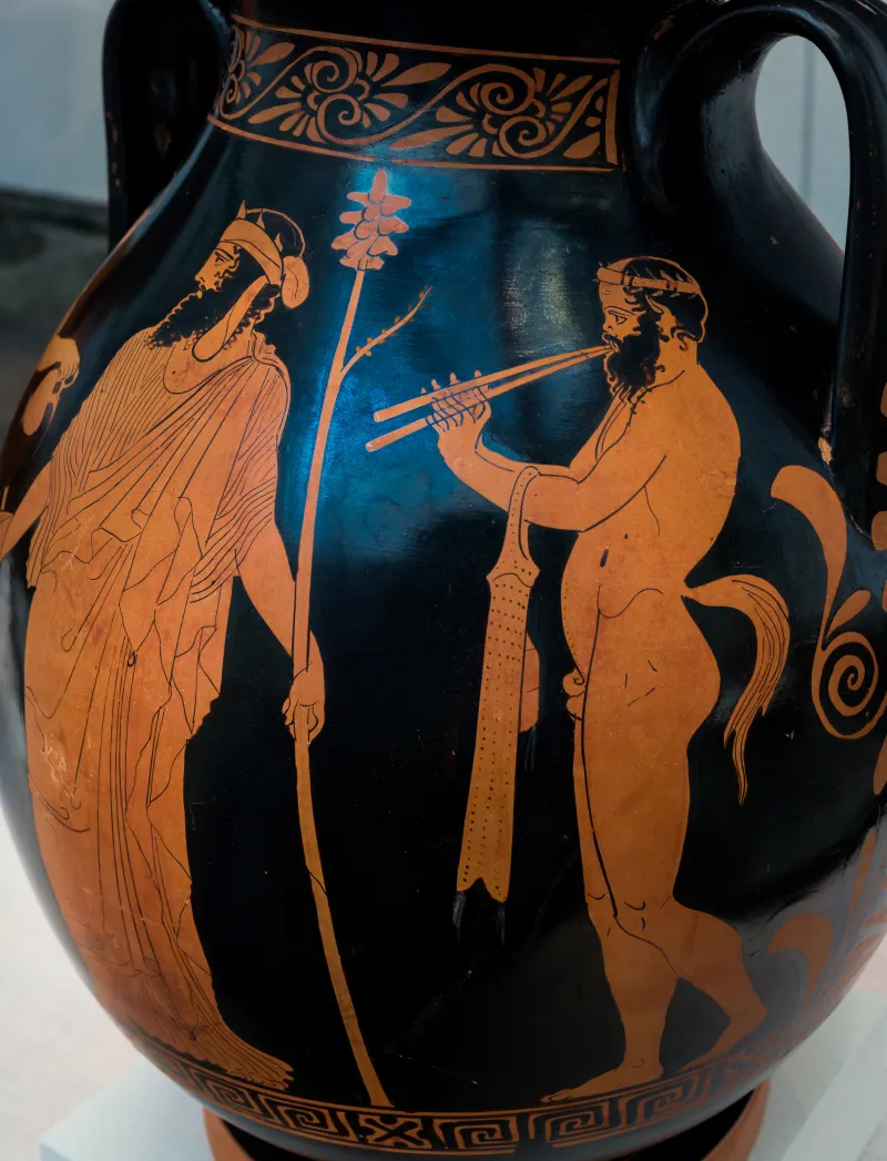 Manner Of The Kleophon Painter Arv 1148 7Extra Dionysos With Maenad And Satyr - Three Draped Youths 