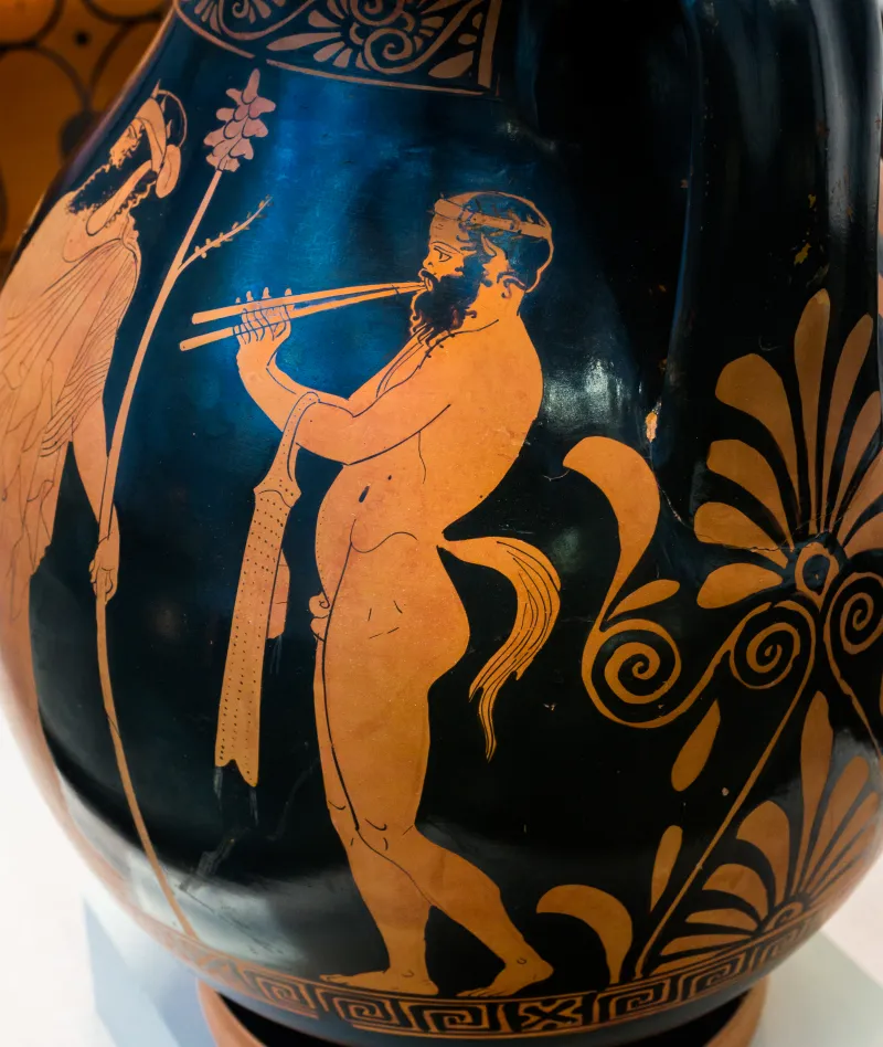 Manner Of The Kleophon Painter Arv 1148 7Extra Dionysos With Maenad And Satyr - Three Draped Youths 