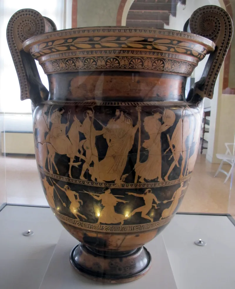 Pittore Di Kleophon, Cratere Con Processioni Per Apollo Delfico E Per Efeso In Olimpo, 430 Ca, Tomba 57C 