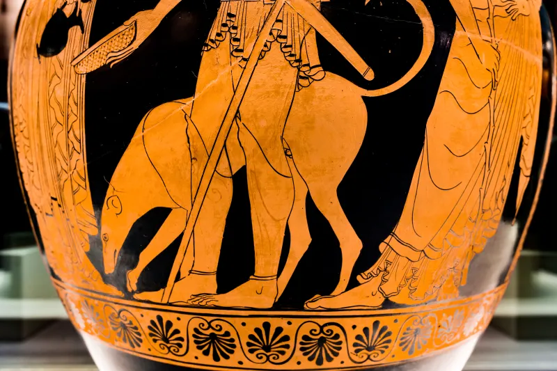 Kleophrades Painter - Arv 182 4 - Warrior Leaving Home - Trainer Between Two Young Boxers - München As 2305 - 