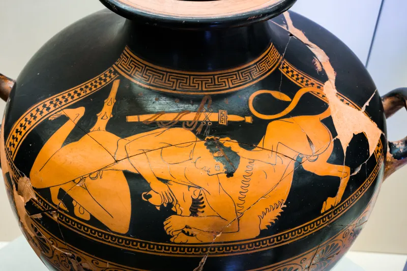 Kleophrades Painter - Arv 188 69 - Herakles And The Lion - Roma Mnevg 50398 - 