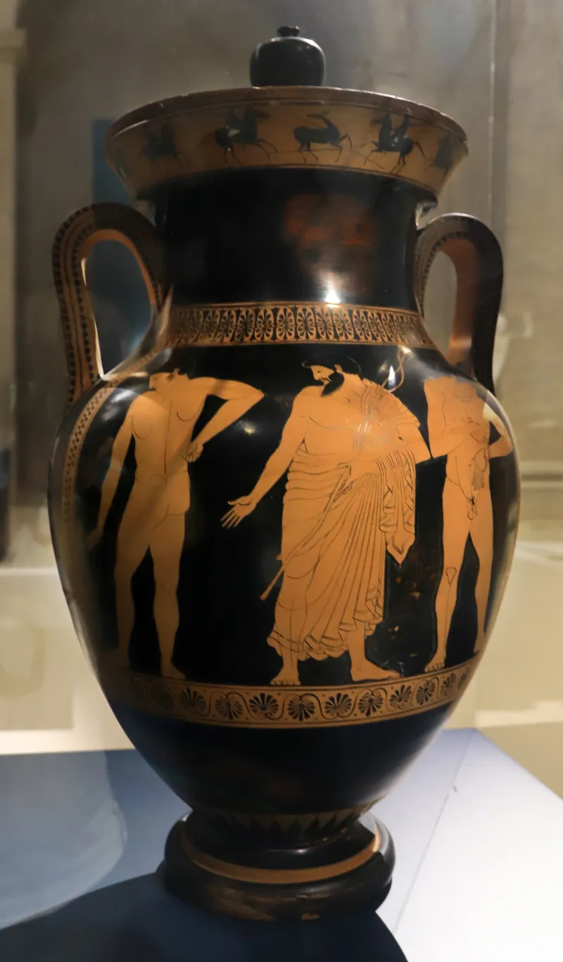 Pittore Di Kleophrades, Anfora Attica Con Libazione Per La Partenza Del Guerriero, 500-490 Ac Da Vulci (Monaco, Glyptothek) 