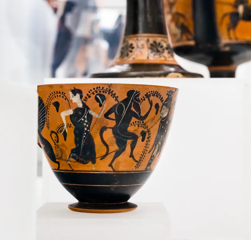 Caylus Painter - Abv 651 - Dionysos And Ariadne With Satyrs And Maenad - Roma Mnevg - 
