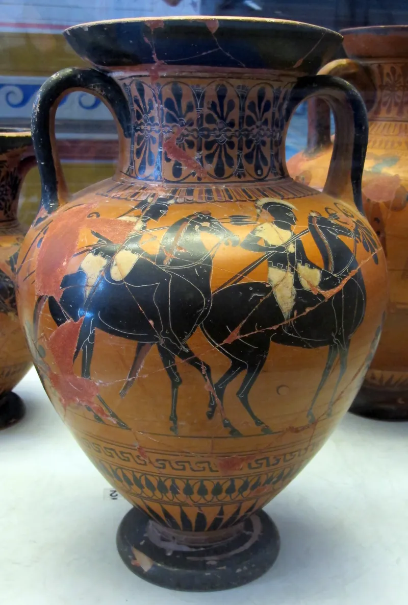Gruppo Di Leagros, Anfora Con Sequenza Di Cavalieri Armati, 520-510 01 Da Del Del Tufo, 