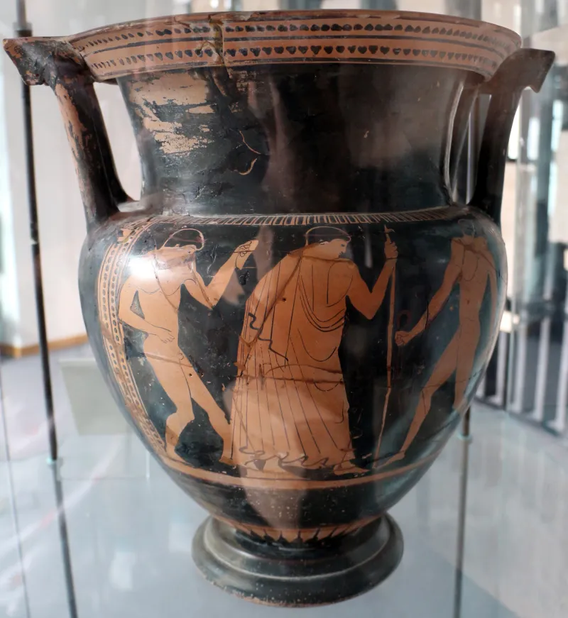 Pittore Di Leningrado, Cratere A Colonnette Con Vendemmia, 475-450 Ac, Da Rudiae, 