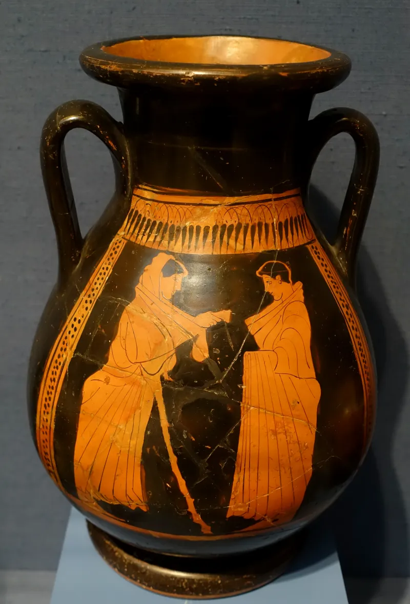 Youths Exchanging Money, Pelike, By The Leningrad Painter, Attic Greek, 470 Bc, Painted Terracotta, Red-Figure Technique - Portland Art Museum - Portland, Oregon - 