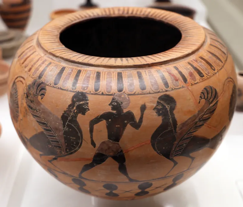 Pittore Del Louvre, Dinos Prodotta A Cerveteri Da Arigiani Ionici, Con Uomini, Sfingi E Galli, 530-520 Ac Dalla Tomba I Alla Banditaccia 