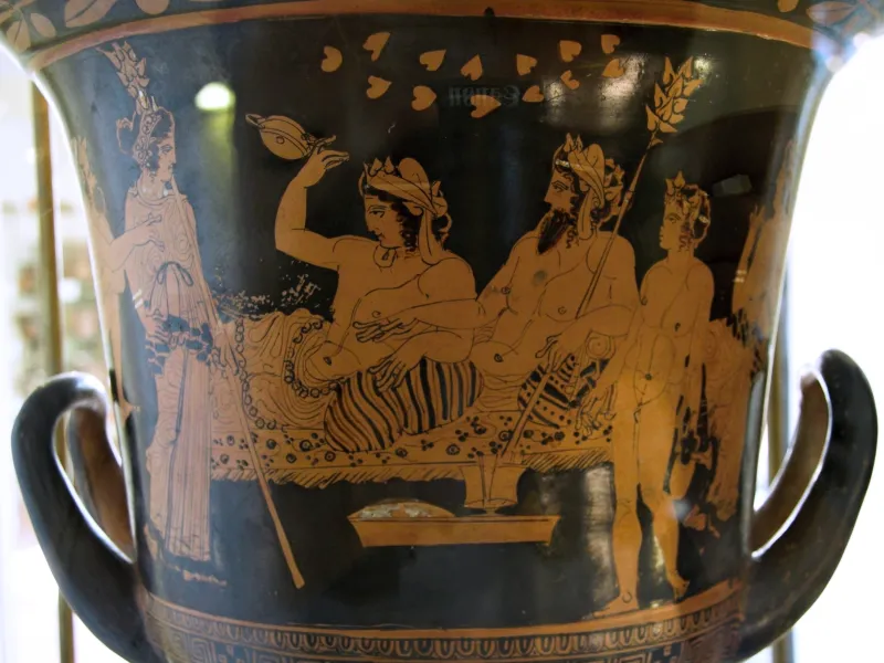Calyx Crater, Red Figure, 420-400 Bc, Lugano Painter, Dionysos, Hephaistos, Am Agrigento, 