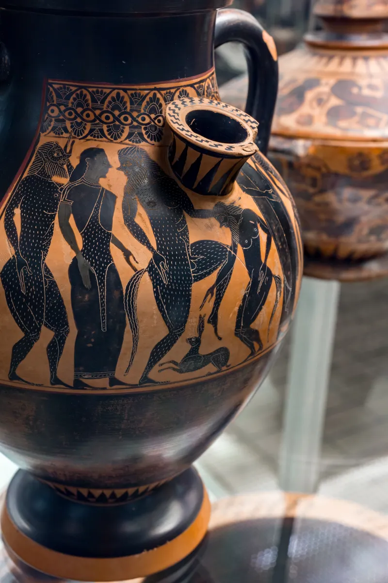 Lydos - Abv 109 29 - Dionysos With Satyrs And Maenad - Theseus And The Minotaur - London Bm 1848-0619-5 - 