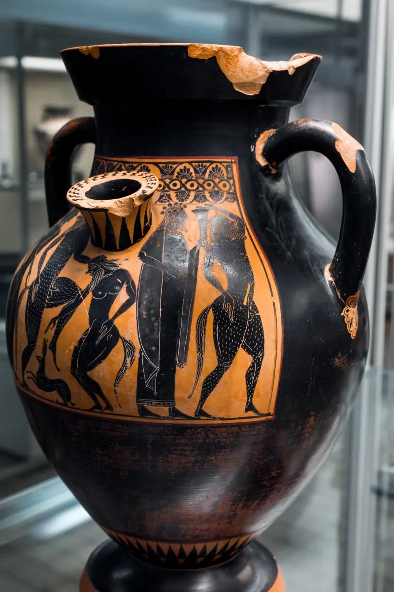 Lydos - Abv 109 29 - Dionysos With Satyrs And Maenad - Theseus And The Minotaur - London Bm 1848-0619-5 - 