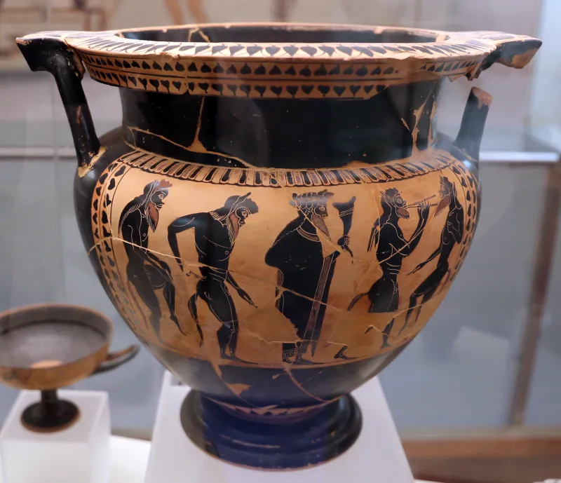 Cerchia Del Pittore Di Lysippides, Cratere Con Dioniso, Atena, Eracle, Cavalli E Guerriero, 525-510 Ac 