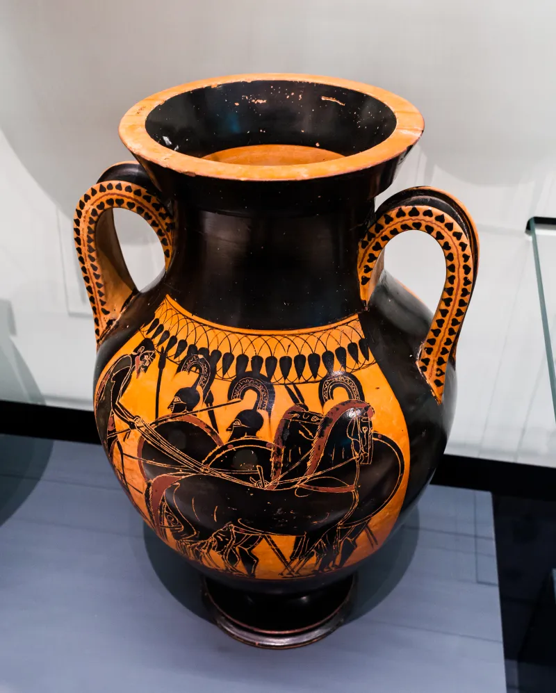 Lysippides Painter - Abv 255 10 - Men In Chariot And Hoplites - Dionysos With Satyr And Maenad - Oxford Am 