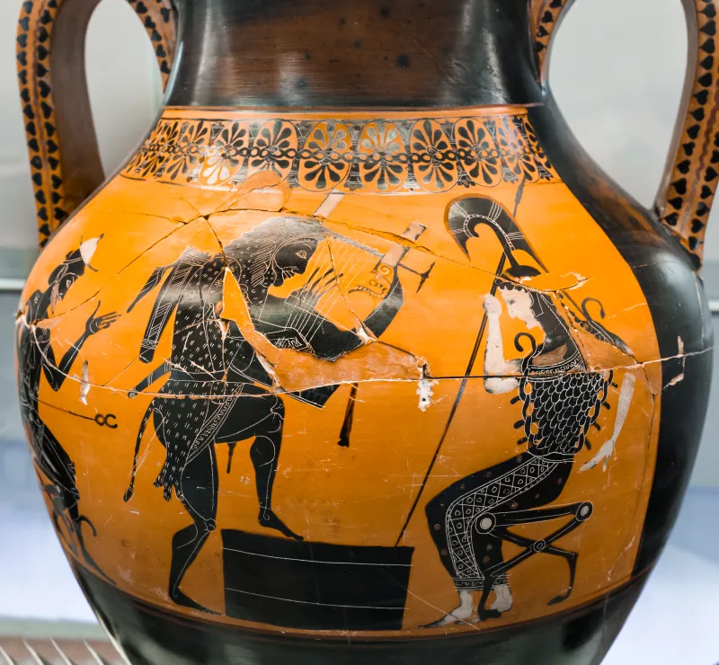 Lysippides Painter - Abv 255 9 - Herakles Kitharoidos - Warrior With Horse Departing - Roma Mnevg 24998 - 