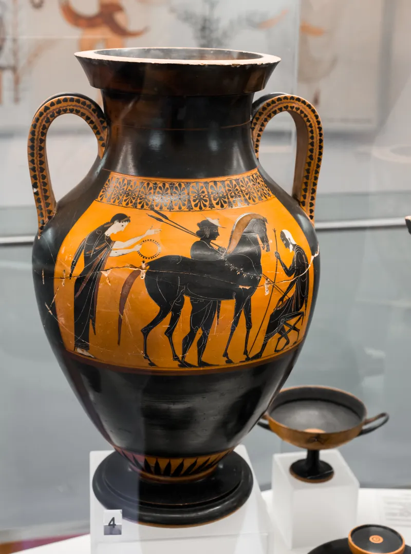 Lysippides Painter - Abv 255 9 - Herakles Kitharoidos - Warrior With Horse Departing - Roma Mnevg 24998 - 