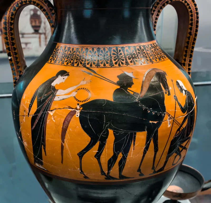 Lysippides Painter - Abv 255 9 - Herakles Kitharoidos - Warrior With Horse Departing - Roma Mnevg 24998 - 