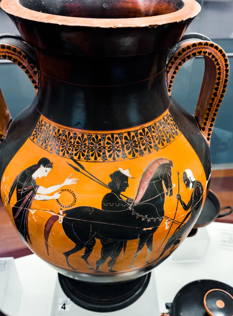 Lysippides Painter - Abv 255 9 - Herakles Kitharoidos - Warrior With Horse Departing - Roma Mnevg 24998 - 