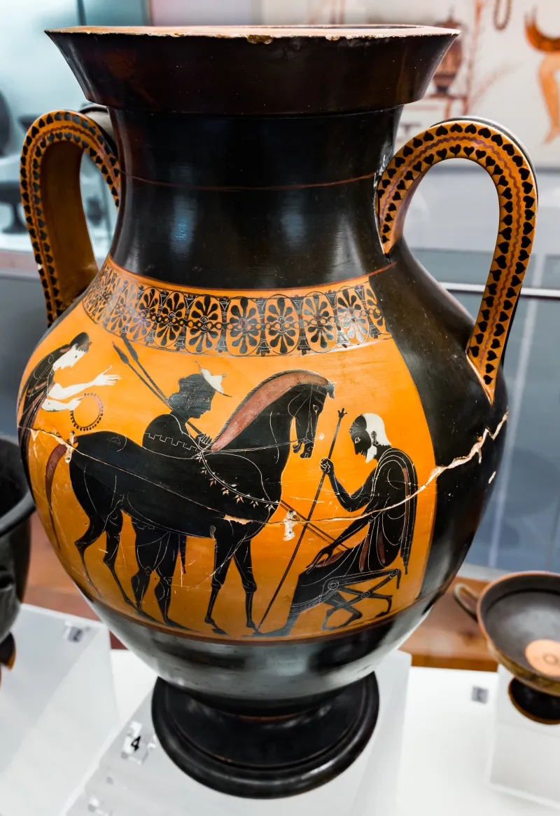 Lysippides Painter - Abv 255 9 - Herakles Kitharoidos - Warrior With Horse Departing - Roma Mnevg 24998 - 