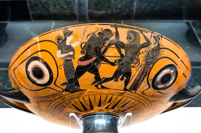 Lysippides Painter - Abv 256 22 - Gorgoneion - Herakles And Apollon Struggling For The Tripod - Herakles And The Lion - München As 2080 - 