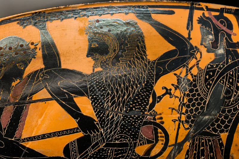 Lysippides Painter - Abv 256 22 - Gorgoneion - Herakles And Apollon Struggling For The Tripod - Herakles And The Lion - München As 2080 - 