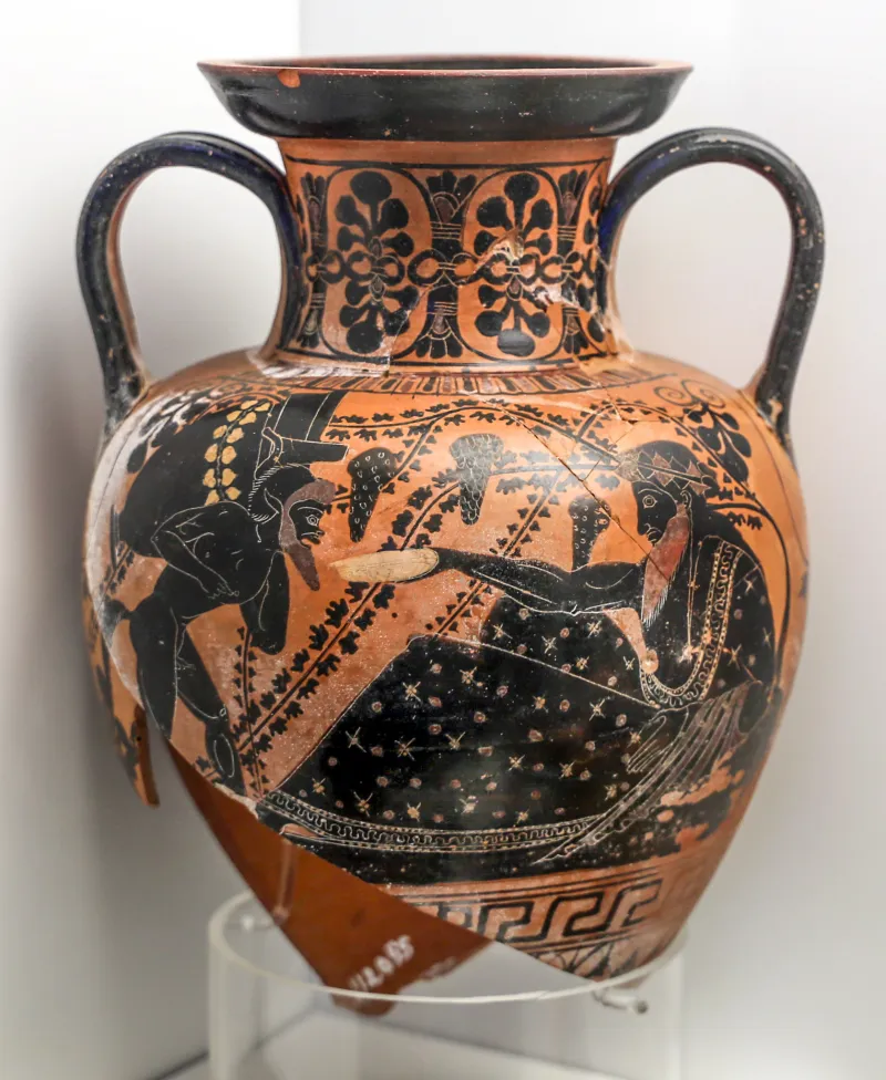 Maniera Del Pittore Di Lysippides, Anfora Attica Con Dioniso E Satio, 520 Ac Dalla Tomba A-1988 Della Necropoli Di Pian Del 