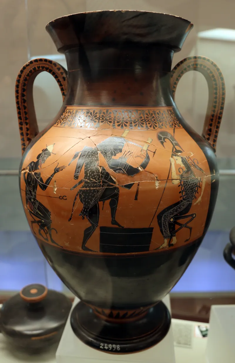 Pittore Di Lysippides, Anfora Con Eracle, Hermes, Atena E Ritorno Dei Dioscuri, Da Tarquinia, 525-510 Ac 