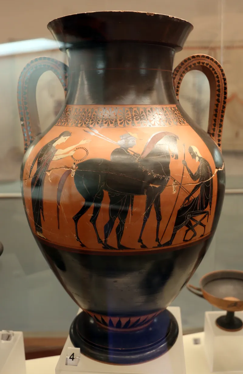 Pittore Di Lysippides, Anfora Con Eracle, Hermes, Atena E Ritorno Dei Dioscuri, Da Tarquinia, 525-510 Ac 