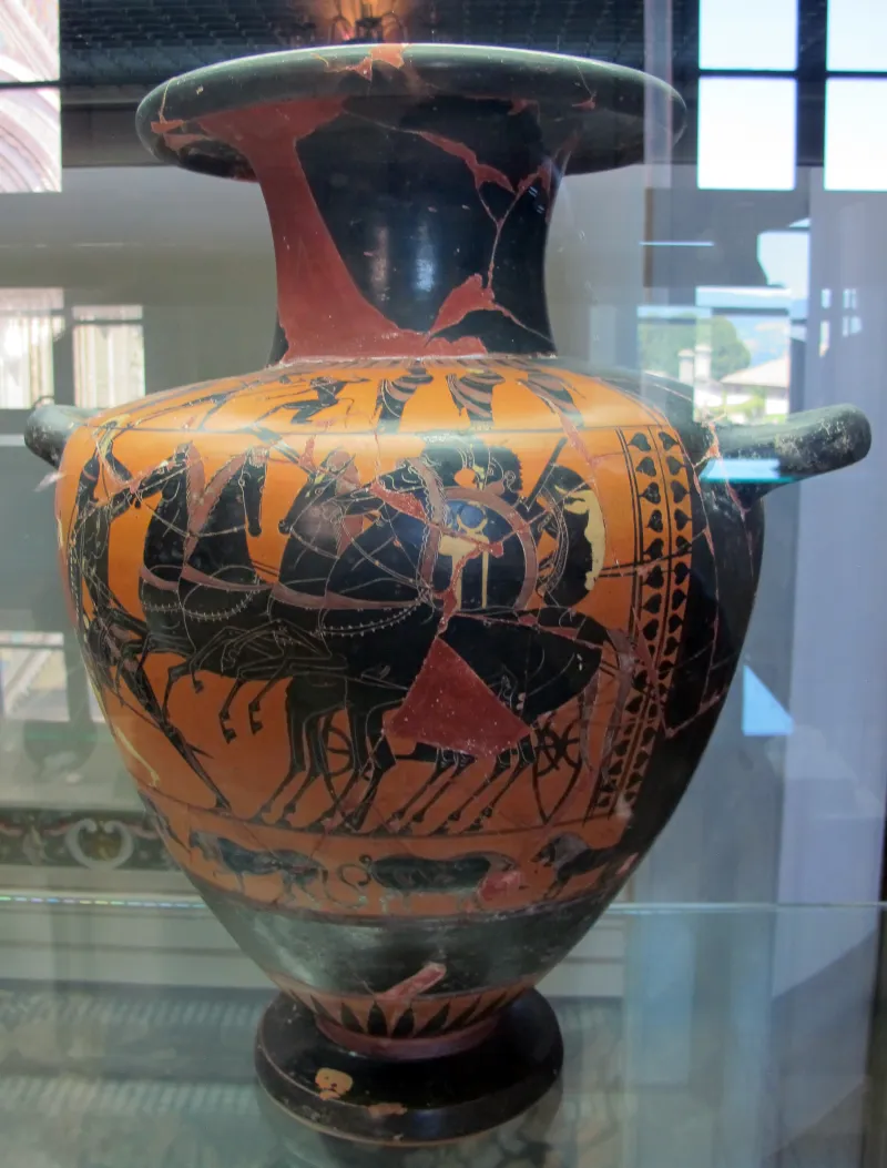 Pittore Di Lysippides, Hydria Con Quadriga E Duello Tra Achille E Pentesilea, 525-500 01 Da Del Del Tufo, 