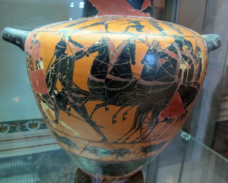 Pittore Di Lysippides, Hydria Con Quadriga E Duello Tra Achille E Pentesilea, 525-500 02 Da Del Del Tufo, 