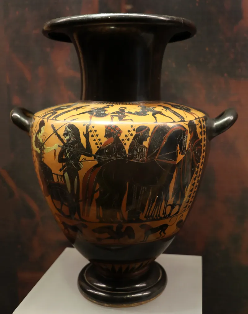 Pittore Di Lysippides (Maniera), Hydria Attica Con Partenza Di Ercole Per Il Monte Olimpo, 520-510 