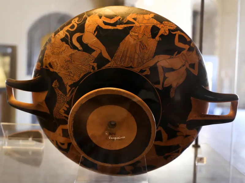 Makron E Vasaio Hieron, Kylix Attica Con Dioniso, Menadi E Sileni, 500-480 Ac 