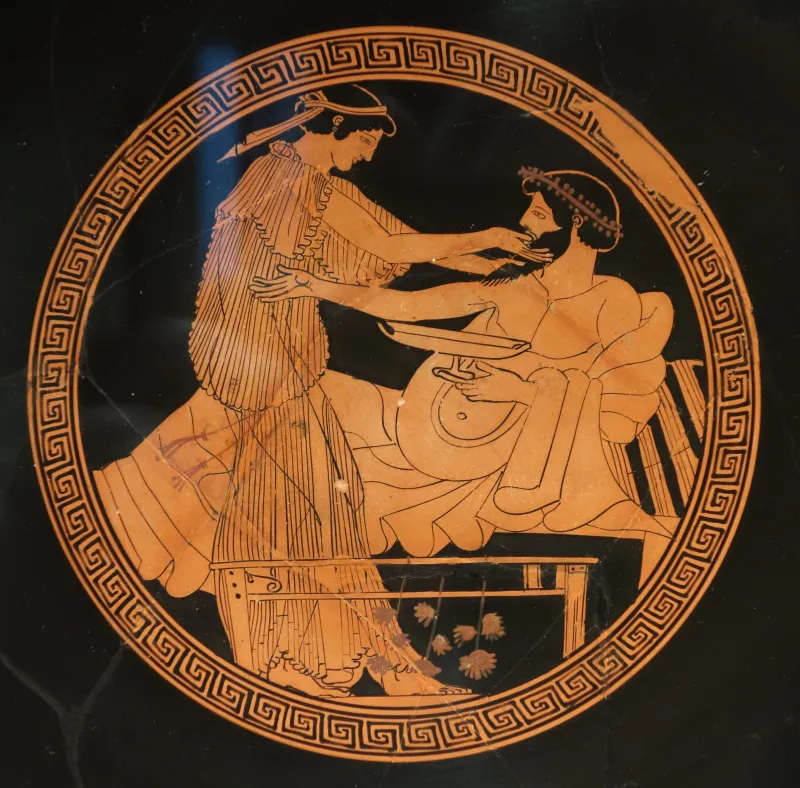 Red-Figure Kylix Symposium Scene (Boston Mfa 