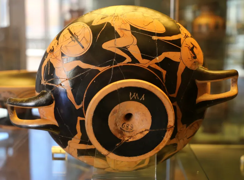 Scuola Di Makron, Kylix Attica Con Guerriore E Duelli Eroici, 495-470 Ac 