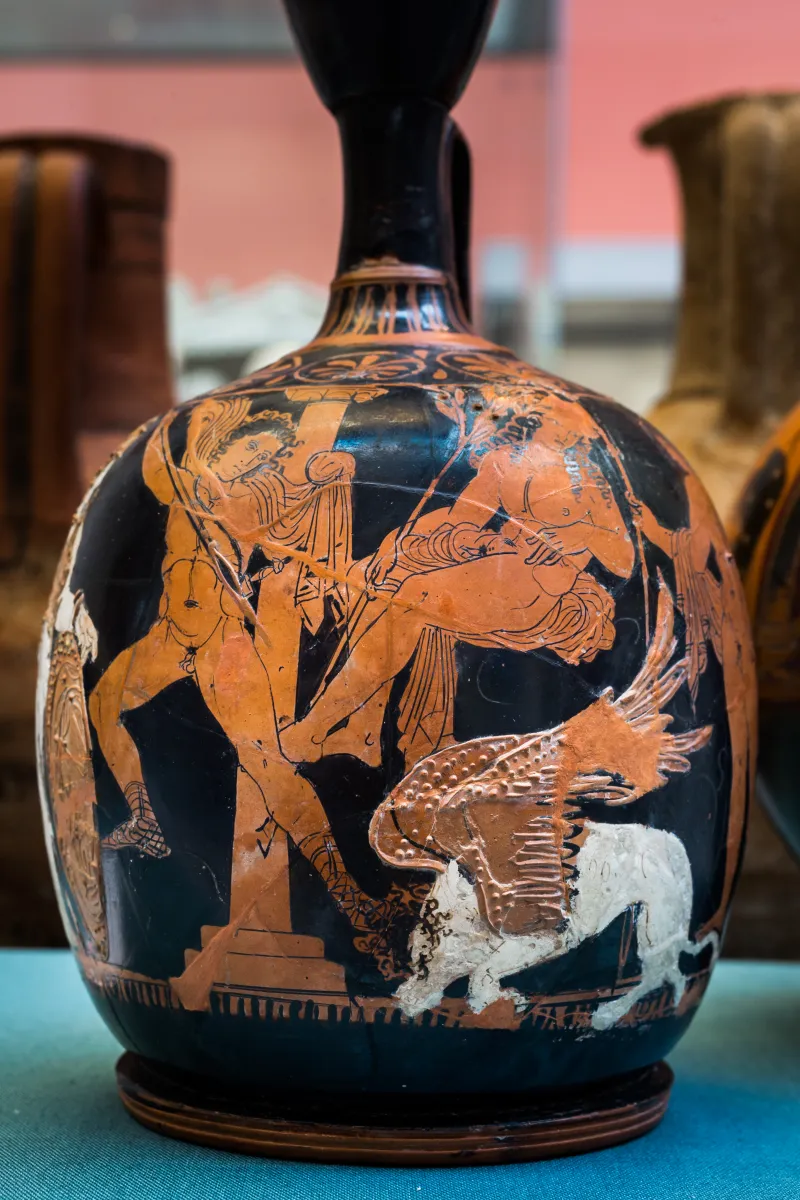 Manner Of The Meidias Painter Arv 1325 49 Oidipus Killing The Sphinx 
