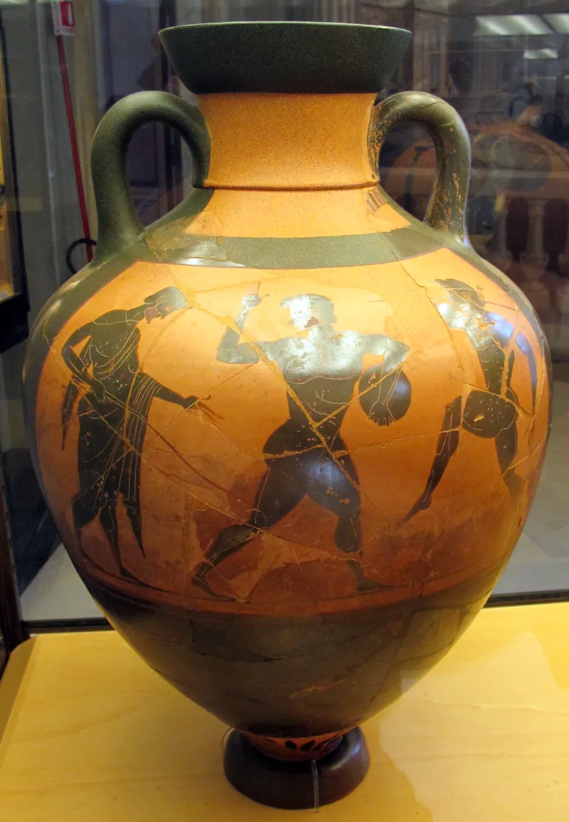 Pittore Di Michigan, Anfora Panatenaica Con Atena E Giocatori Di Penthatloni, Da Vulci, 510-500 Ac 