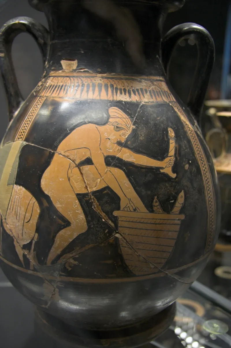 Red Figure Amphora, 480-475 Bc, Nude Woman, Falloi, Am Syracuse, 