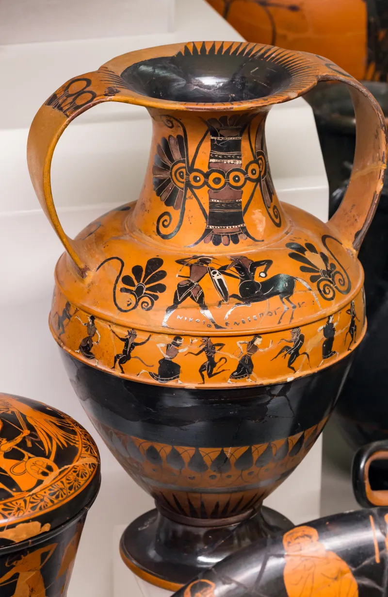 Painter N - Abv 218 14 - Centauromachy - Satyrs At Vintage - Dionysiac Thiasos - Roma Mnevg 20863 - 