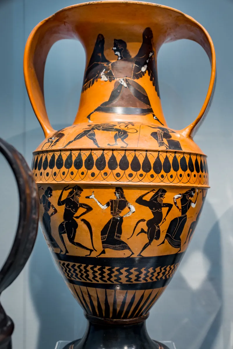 Painter N - Abv 225 3 - Nike - Herakles And The Lion - Satyrs And Maenads Dancing - München As - 