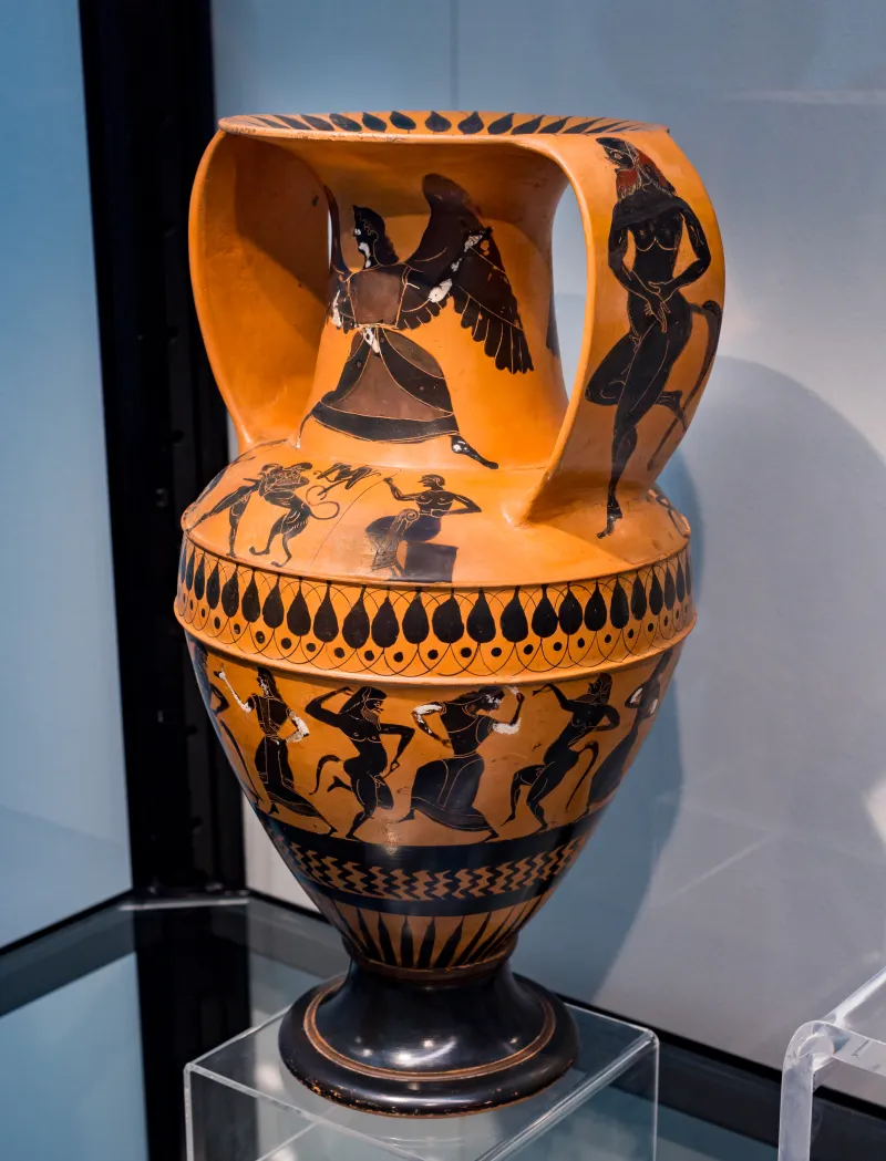 Painter N - Abv 225 3 - Nike - Herakles And The Lion - Satyrs And Maenads Dancing - München As - 