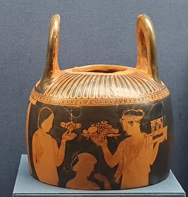 Fragment Of An Attic Red-Figure Loutrophoros With Wedding Scene, 440-430 