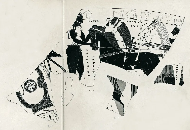 Black-Figure Kantharos By Nearchos, Drawn By Gilliéron (Graef-Langlotz, Von Der I, Pl 36) - Crop 