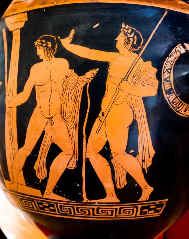 Nikias Painter Arv 1333 Extra - Komos - Three Draped Youths 