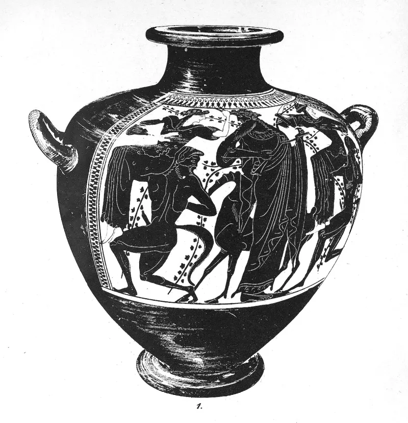Black-Figure Hydria From The Athenian Tumulus At Marathon Painted By E Gillieron (Am 1893, Pl 