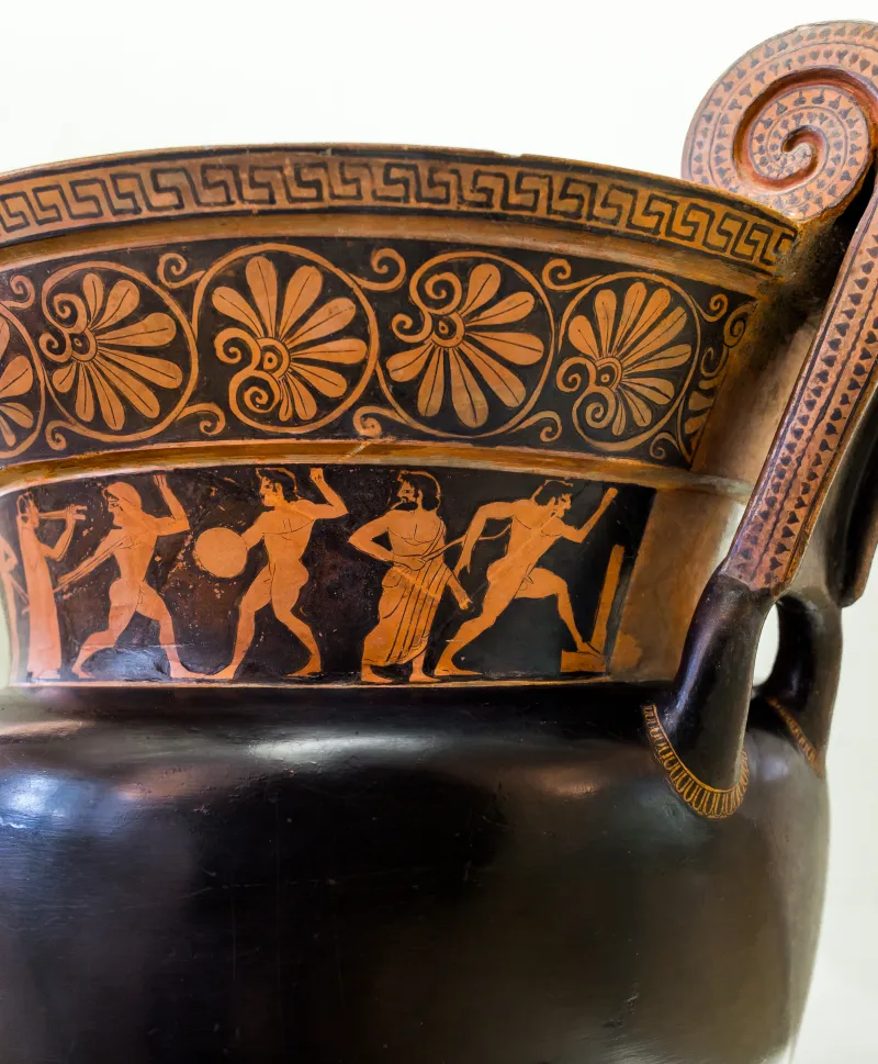 Nikoxenos Painter Arv 221 14 Athletes With Trainer And Flute Player - Satyrs As Athletes 