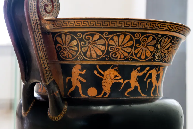 Nikoxenos Painter Arv 221 14 Athletes With Trainer And Flute Player - Satyrs As Athletes 
