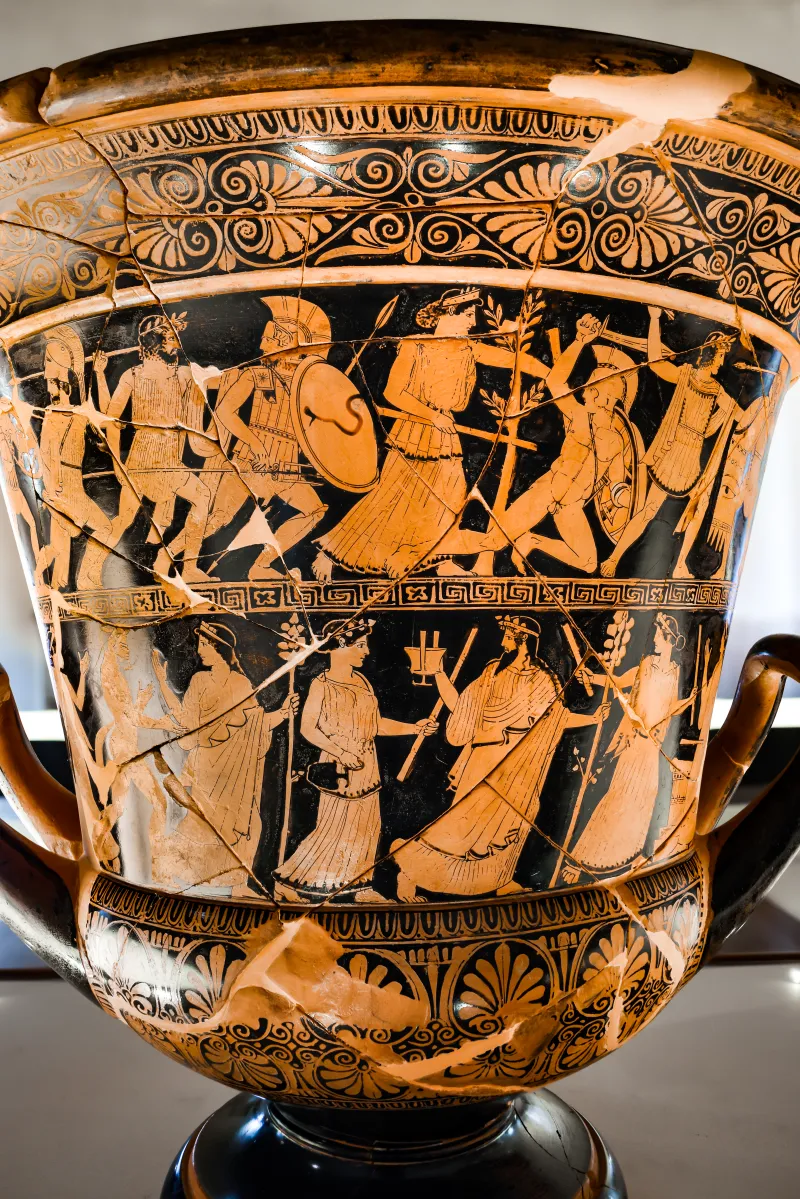 Niobid Painter - Arv 602 24 - Gigantomachy - Triptolemos - Dionysos With Satyr And Maenads - Ferrara Man 2891 - 